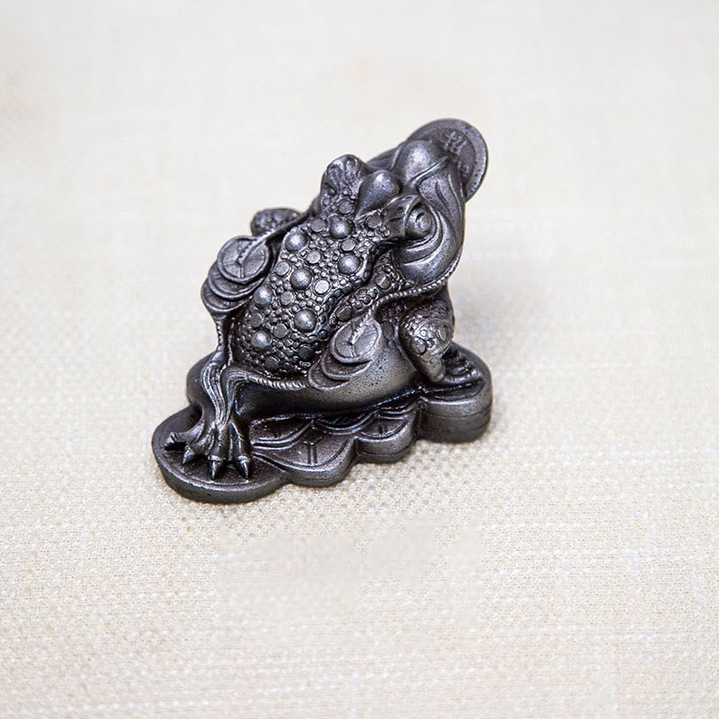 Buddha Stones Ręcznie Feng Shui Żaba Ropucha Miedziane Monety Proszek Żelaza Rdza Odlew Żywicy Statua Dekoracja Domu