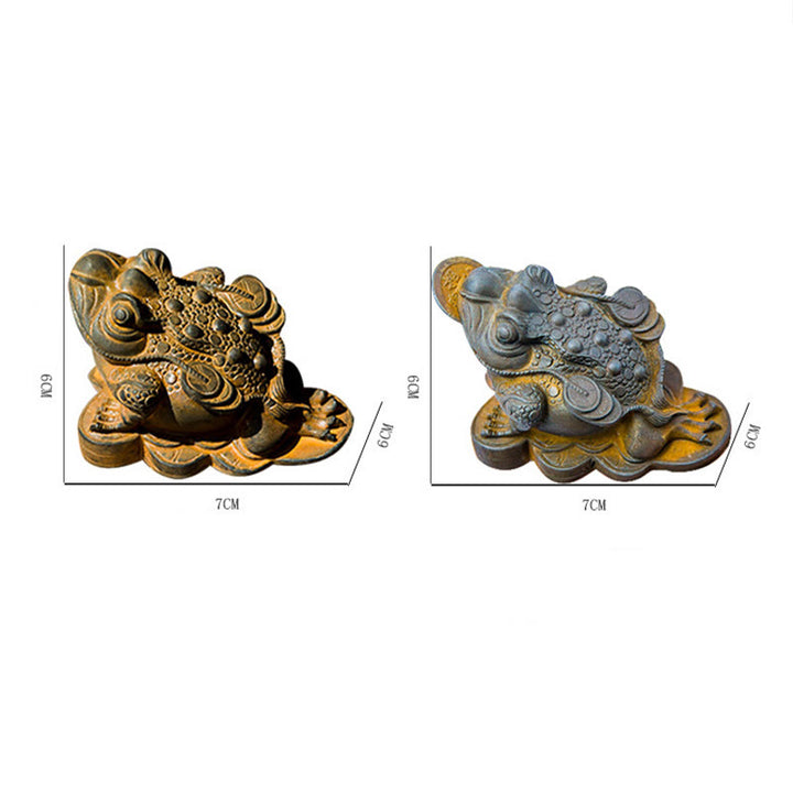 Buddha Stones Ręcznie Feng Shui Żaba Ropucha Miedziane Monety Proszek Żelaza Rdza Odlew Żywicy Statua Dekoracja Domu