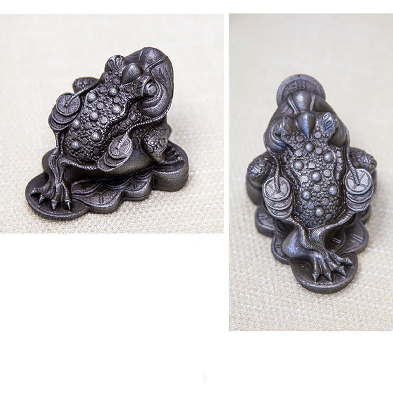 Buddha Stones Ręcznie Feng Shui Żaba Ropucha Miedziane Monety Proszek Żelaza Rdza Odlew Żywicy Statua Dekoracja Domu