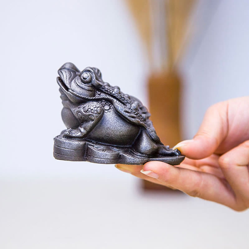 Buddha Stones Ręcznie Feng Shui Żaba Ropucha Miedziane Monety Proszek Żelaza Rdza Odlew Żywicy Statua Dekoracja Domu