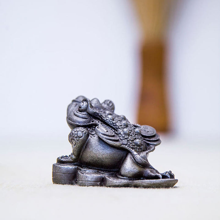 Buddha Stones Ręcznie Feng Shui Żaba Ropucha Miedziane Monety Proszek Żelaza Rdza Odlew Żywicy Statua Dekoracja Domu