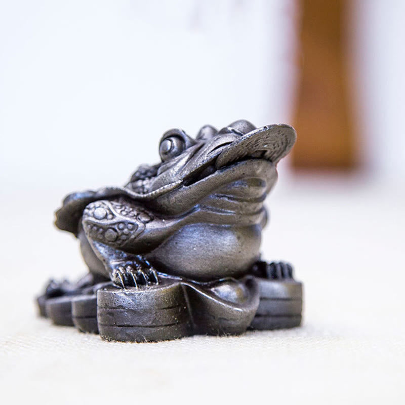 Buddha Stones Ręcznie Feng Shui Żaba Ropucha Miedziane Monety Proszek Żelaza Rdza Odlew Żywicy Statua Dekoracja Domu