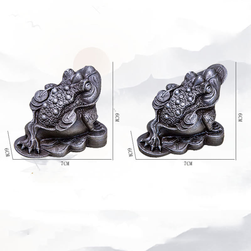 Buddha Stones Ręcznie Feng Shui Żaba Ropucha Miedziane Monety Proszek Żelaza Rdza Odlew Żywicy Statua Dekoracja Domu