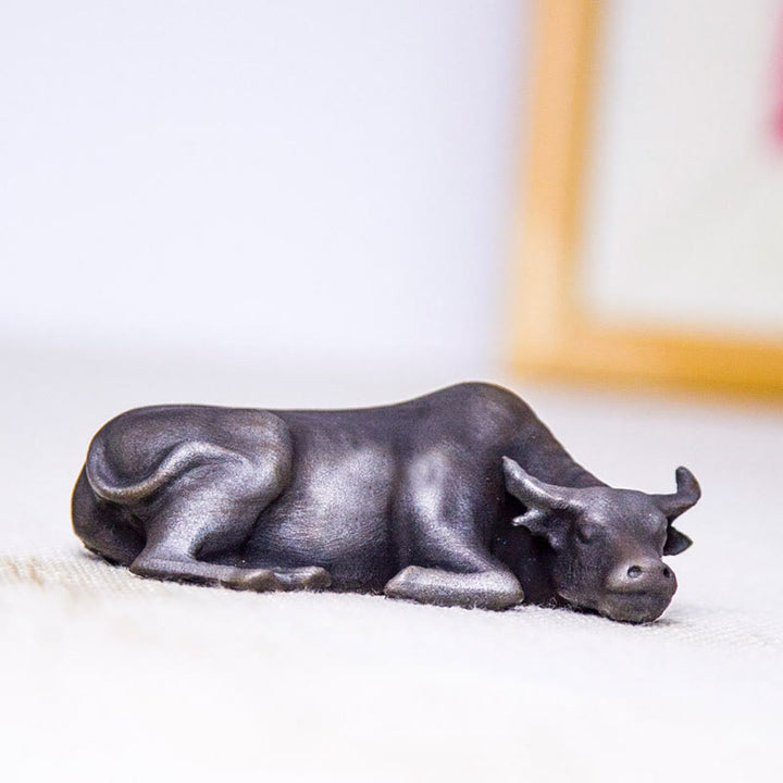 Buddha Stones Ręcznie Robione Małe Wodne Bawoły Byk Żelazo Proszek Rdza Odlew Żywicy Statua Dekoracja Domu