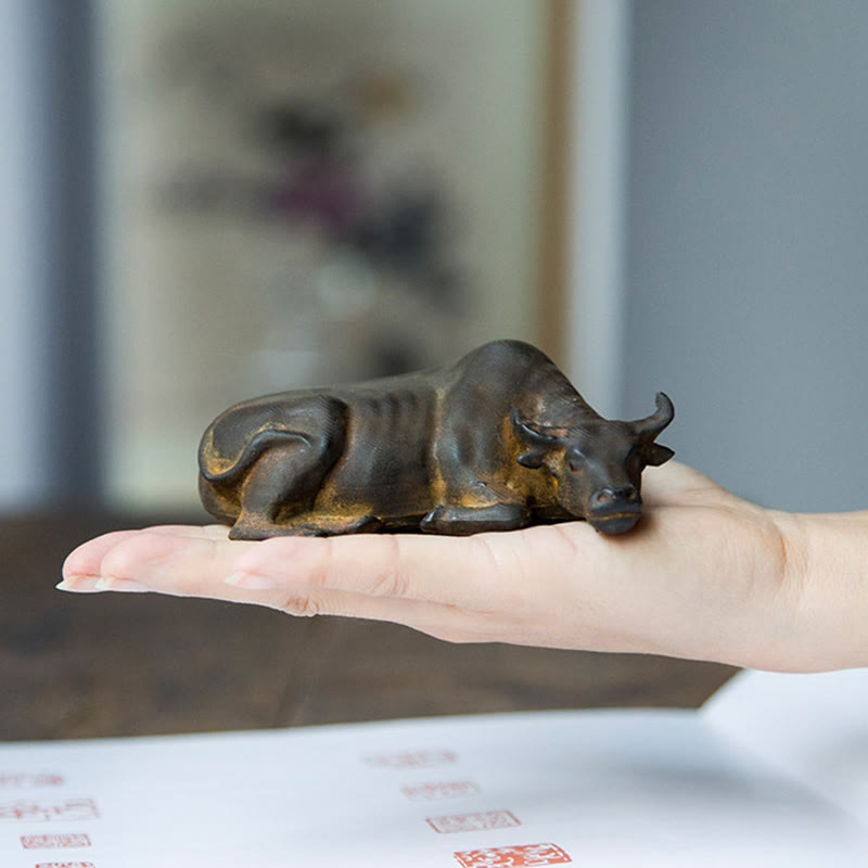 Buddha Stones Ręcznie Robione Małe Wodne Bawoły Byk Żelazo Proszek Rdza Odlew Żywicy Statua Dekoracja Domu