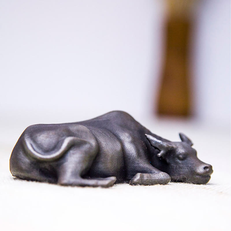 Buddha Stones Ręcznie Robione Małe Wodne Bawoły Byk Żelazo Proszek Rdza Odlew Żywicy Statua Dekoracja Domu