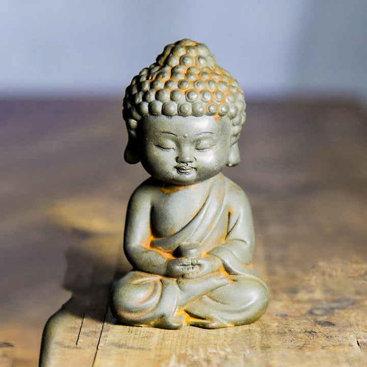 Buddha Stones ręcznie Ksitigarbha Kwan Yin Guanyin Avalokitesvara Tathagata proszek żelaza rdza obsada posąg z żywicy dekoracja wnętrz - Wersja Rust - Tathagata 11,5*7,1*5,5 cm - image 12