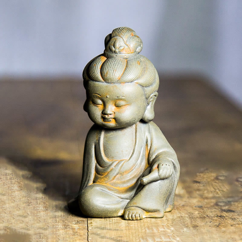 Buddha Stones ręcznie Ksitigarbha Kwan Yin Guanyin Avalokitesvara Tathagata proszek żelaza rdza obsada posąg z żywicy dekoracja wnętrz - Wersja Rust - Awalokiteśwara 12,5*8,3*6,5 cm - image 7