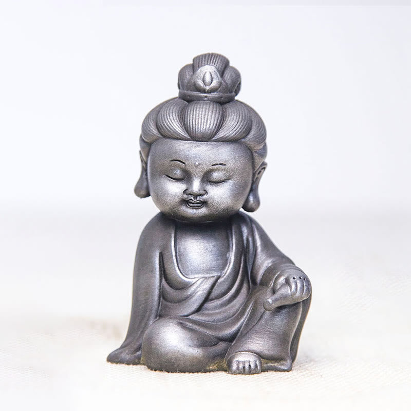 Buddha Stones ręcznie Ksitigarbha Kwan Yin Guanyin Avalokitesvara Tathagata proszek żelaza rdza obsada posąg z żywicy dekoracja wnętrz - Wersja polerowana - Awalokiteśwara 12,5*8,3*6,5 cm - image 24