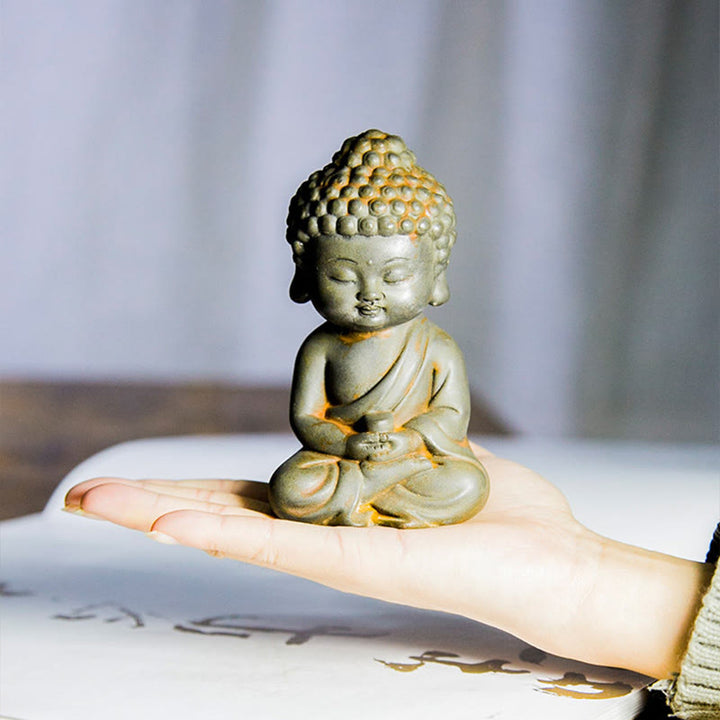 Buddha Stones ręcznie Ksitigarbha Kwan Yin Guanyin Avalokitesvara Tathagata proszek żelaza rdza obsada posąg z żywicy dekoracja wnętrz - image 13
