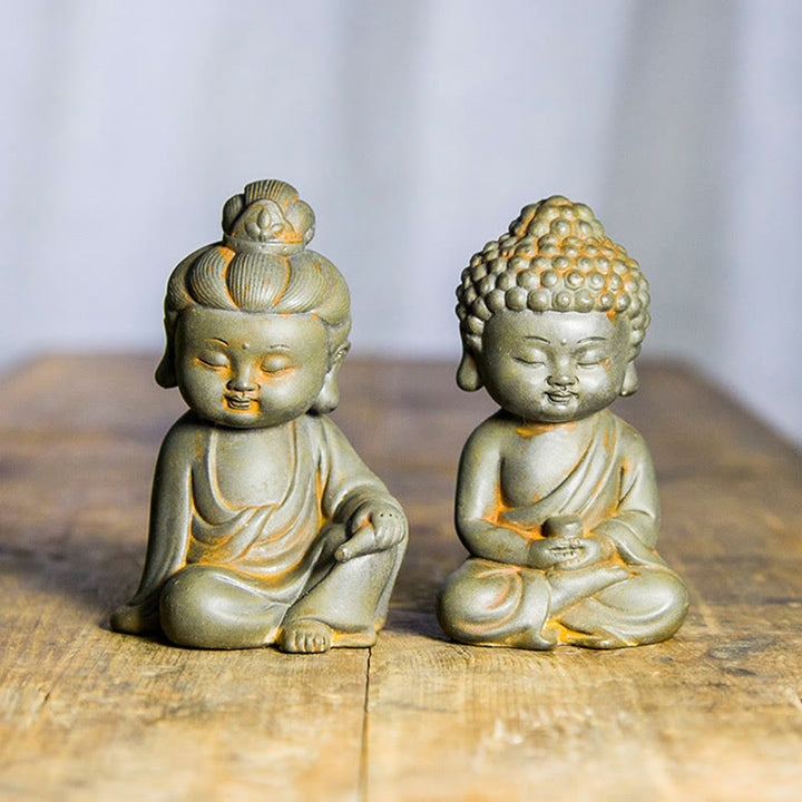 Buddha Stones ręcznie Ksitigarbha Kwan Yin Guanyin Avalokitesvara Tathagata proszek żelaza rdza obsada posąg z żywicy dekoracja wnętrz - image 18