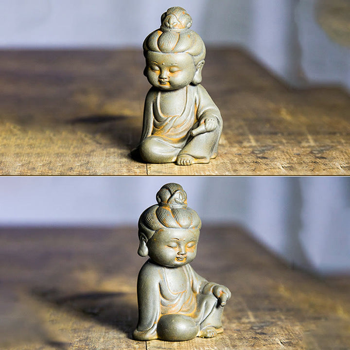 Buddha Stones ręcznie Ksitigarbha Kwan Yin Guanyin Avalokitesvara Tathagata proszek żelaza rdza obsada posąg z żywicy dekoracja wnętrz - image 10