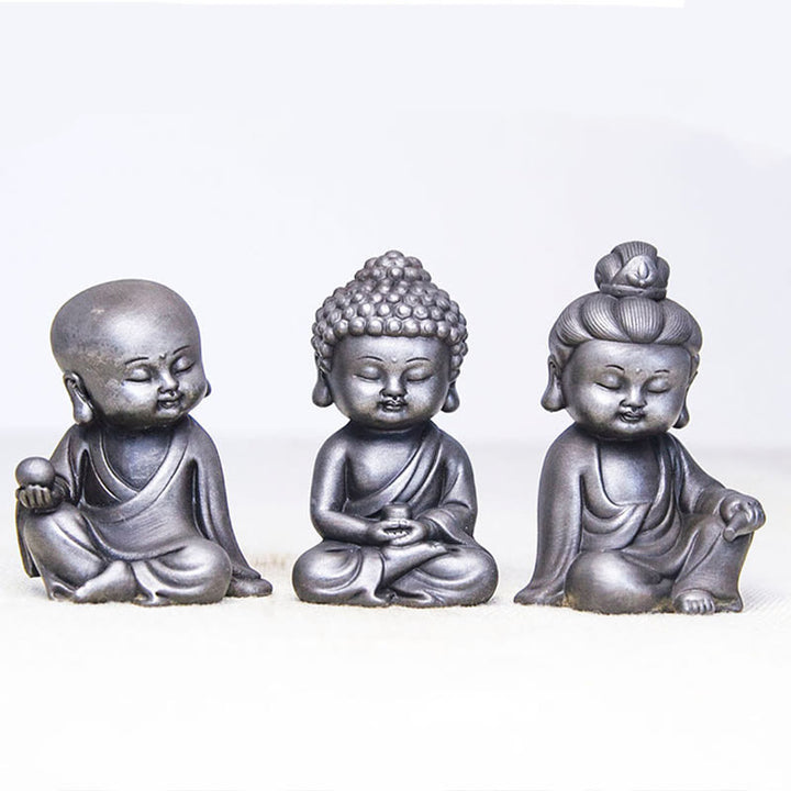Buddha Stones ręcznie Ksitigarbha Kwan Yin Guanyin Avalokitesvara Tathagata proszek żelaza rdza obsada posąg z żywicy dekoracja wnętrz - image 34
