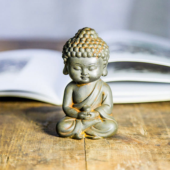 Buddha Stones ręcznie Ksitigarbha Kwan Yin Guanyin Avalokitesvara Tathagata proszek żelaza rdza obsada posąg z żywicy dekoracja wnętrz - image 16