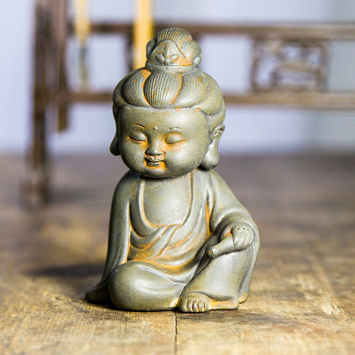 Buddha Stones ręcznie Ksitigarbha Kwan Yin Guanyin Avalokitesvara Tathagata proszek żelaza rdza obsada posąg z żywicy dekoracja wnętrz - image 8