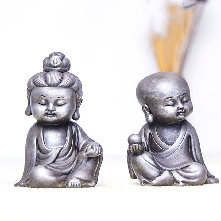 Buddha Stones ręcznie Ksitigarbha Kwan Yin Guanyin Avalokitesvara Tathagata proszek żelaza rdza obsada posąg z żywicy dekoracja wnętrz - image 35