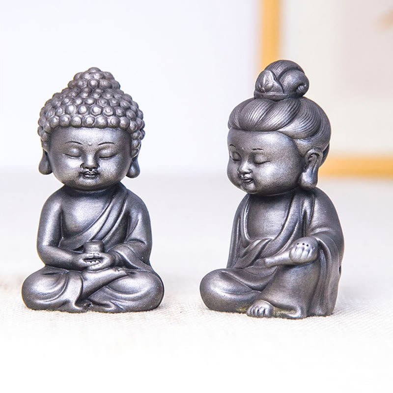 Buddha Stones ręcznie Ksitigarbha Kwan Yin Guanyin Avalokitesvara Tathagata proszek żelaza rdza obsada posąg z żywicy dekoracja wnętrz - image 36