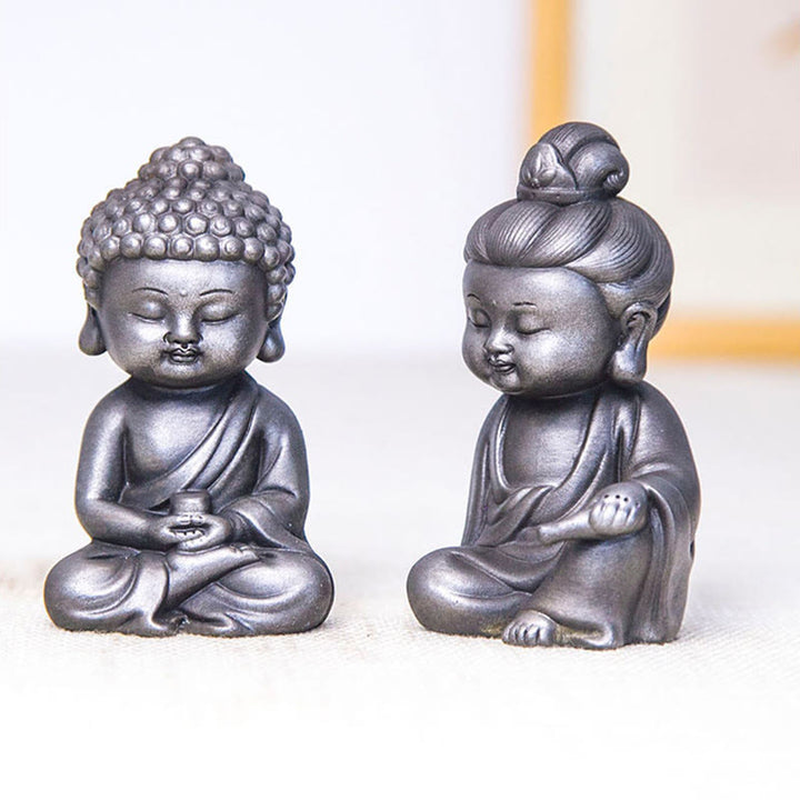 Buddha Stones ręcznie Ksitigarbha Kwan Yin Guanyin Avalokitesvara Tathagata proszek żelaza rdza obsada posąg z żywicy dekoracja wnętrz - image 36