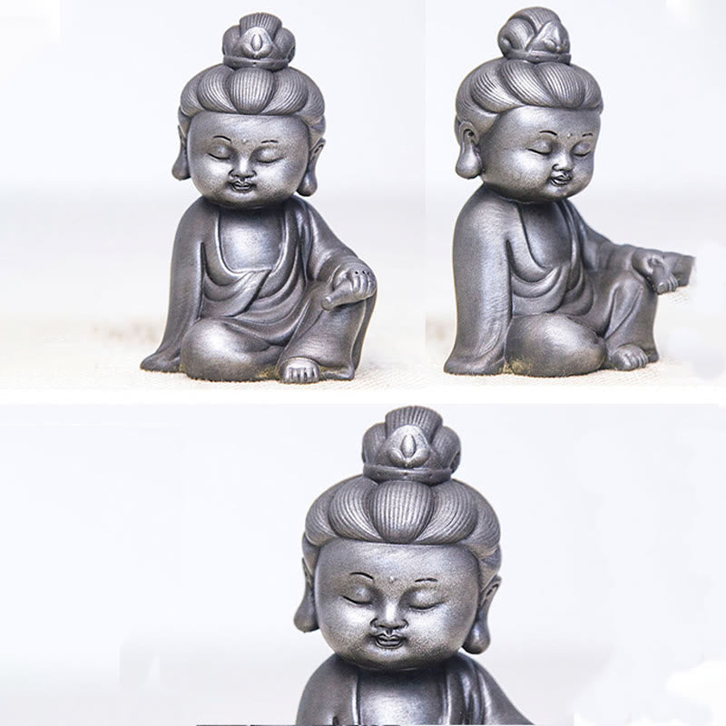 Buddha Stones ręcznie Ksitigarbha Kwan Yin Guanyin Avalokitesvara Tathagata proszek żelaza rdza obsada posąg z żywicy dekoracja wnętrz - image 27