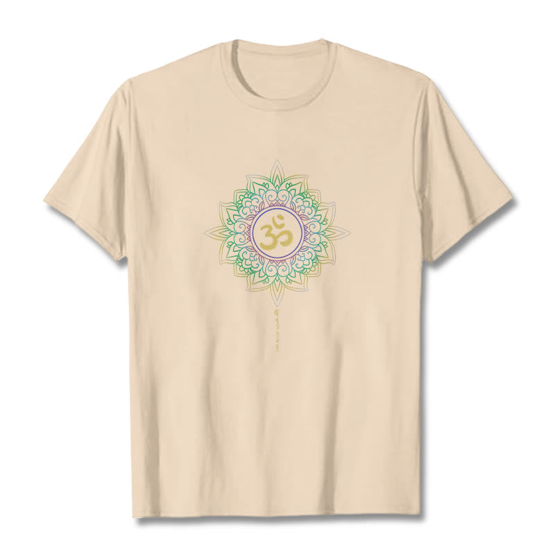 Buddha Stones OM Żółto-zielony Gradientowy Lotos Bawełniana Koszulka T-shirt - For - 2XL - image 7