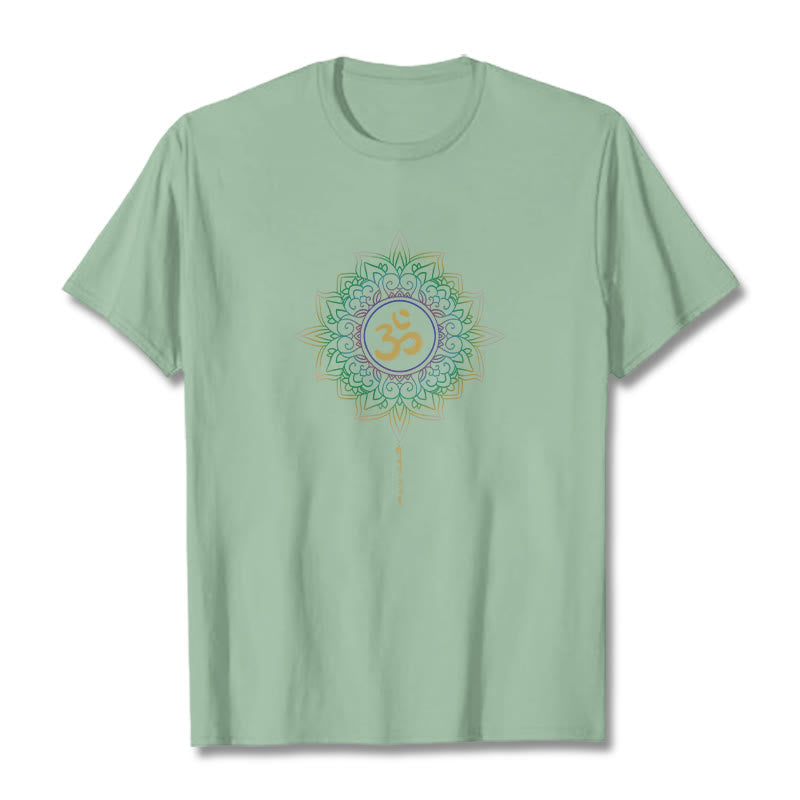 Buddha Stones OM Żółto-zielony Gradientowy Lotos Bawełniana Koszulka T-shirt - PaleGreen - 2XL - image 12