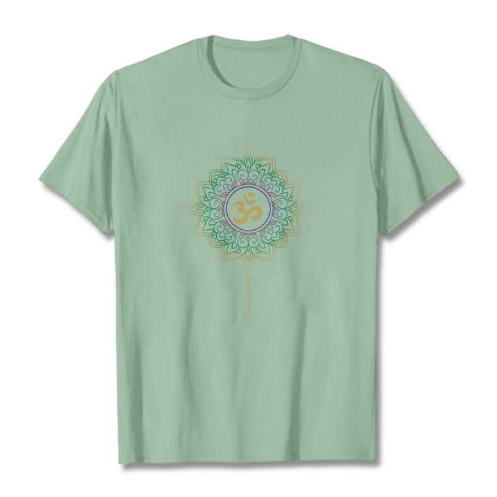 Buddha Stones OM Żółto-zielony Gradientowy Lotos Bawełniana Koszulka T-shirt - PaleGreen - 2XL - image 12