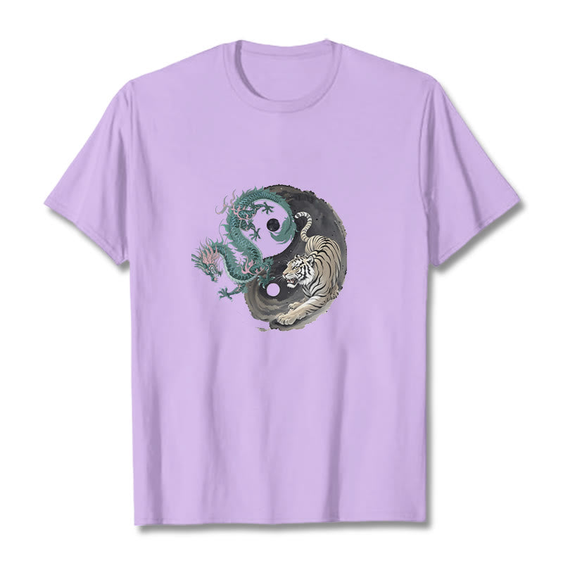 Koszulka z bawełny Buddha Stones Tiger Dragon Yin Yang - Śliwka - 2XL - image 16
