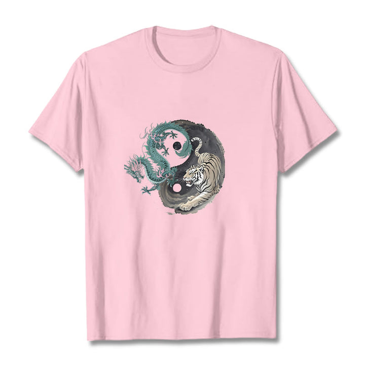 Koszulka z bawełny Buddha Stones Tiger Dragon Yin Yang - Jasnoróżowy - 2XL - image 17