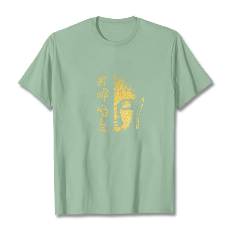 Buddha Stones koszulka ze złotym Buddą i kamieniami Buddy Om Mani Padme Hum - PaleGreen - 2XL - image 13