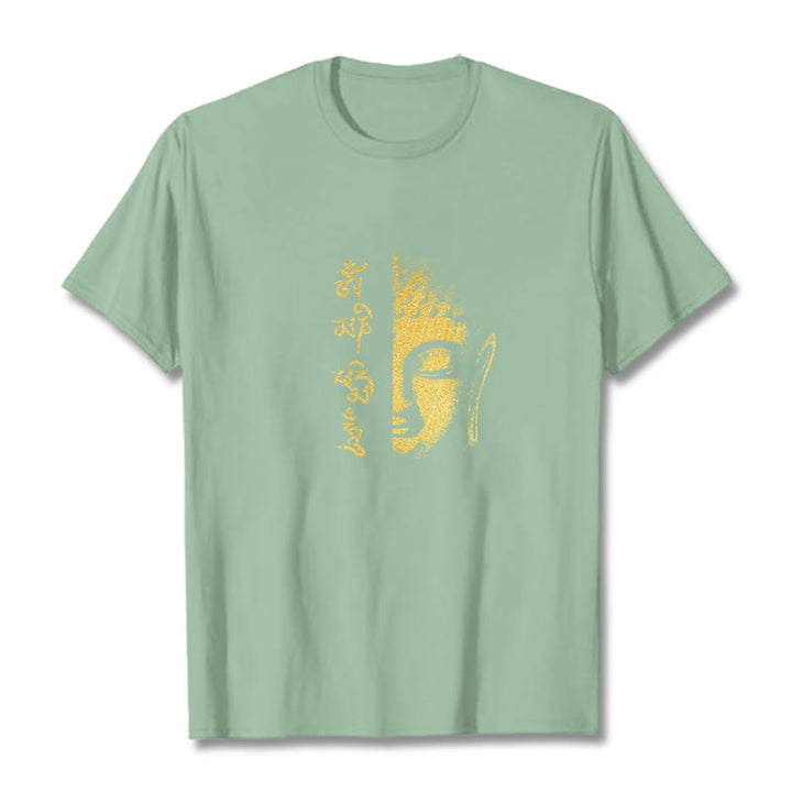 Buddha Stones koszulka ze złotym Buddą i kamieniami Buddy Om Mani Padme Hum - PaleGreen - 2XL - image 13