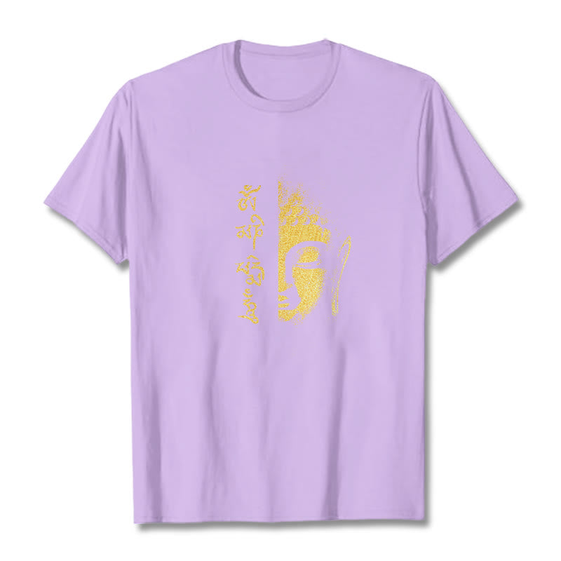 Buddha Stones koszulka ze złotym Buddą i kamieniami Buddy Om Mani Padme Hum - Śliwka - 2XL - image 16