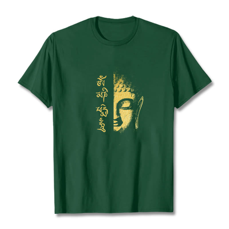Buddha Stones koszulka ze złotym Buddą i kamieniami Buddy Om Mani Padme Hum - ForestGreen - 2XL - image 5