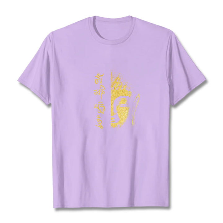 Buddha Stones koszulka ze złotym Buddą i kamieniami Buddy Om Mani Padme Hum - Śliwka - 2XL - image 15