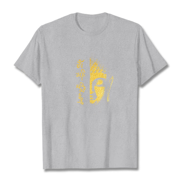 Buddha Stones koszulka ze złotym Buddą i kamieniami Buddy Om Mani Padme Hum - Jasnoszary - 2XL - image 18