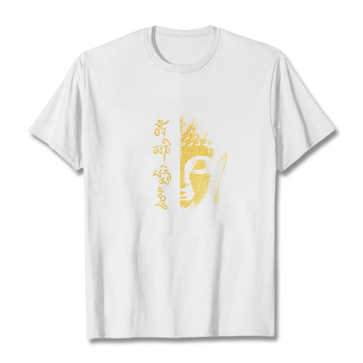 Buddha Stones koszulka ze złotym Buddą i kamieniami Buddy Om Mani Padme Hum - Biały - 2XL - image 10