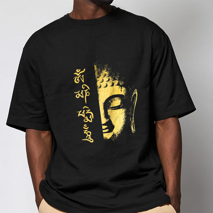 Buddha Stones koszulka ze złotym Buddą i kamieniami Buddy Om Mani Padme Hum - image 3
