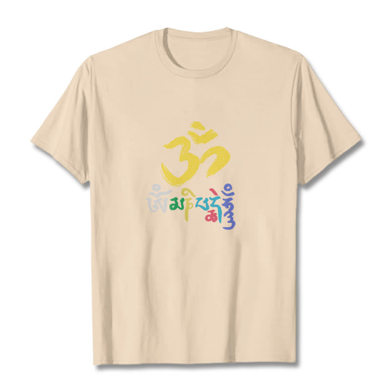 Buddha Stones Kolorowa Om Mani Padme Hum Bawełniana Koszulka T-shirt - For - 2XL - image 9