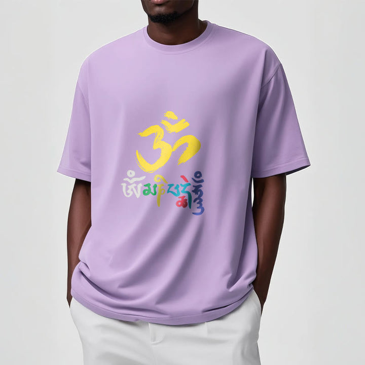 Buddha Stones Kolorowa Om Mani Padme Hum Bawełniana Koszulka T-shirt - image 17