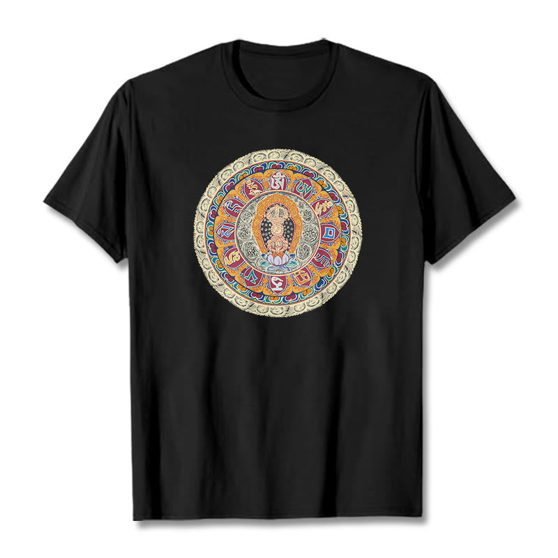 Buddha Stones Dorje Vajra Mandala Budda Bawełniana koszulka T-shirt - Czarny - 2XL - image 2