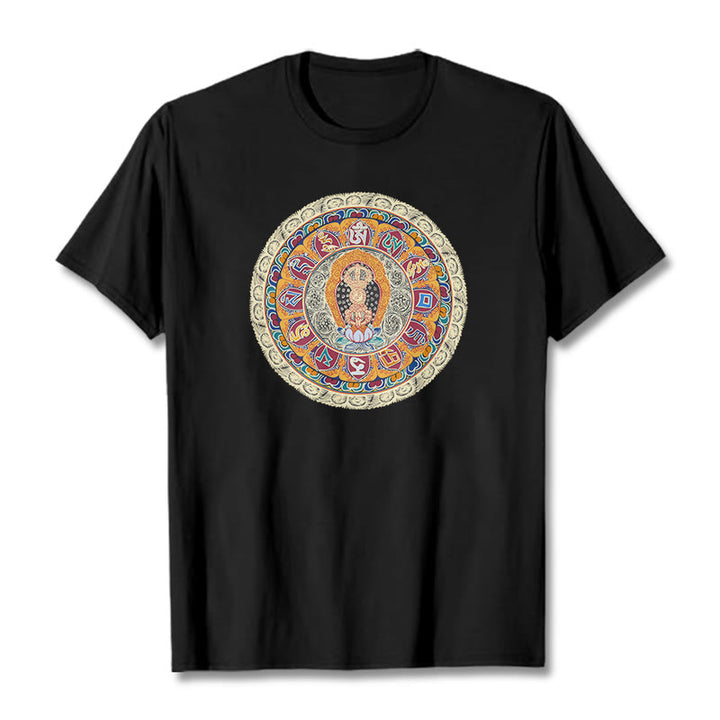 Buddha Stones Dorje Vajra Mandala Budda Bawełniana koszulka T-shirt - Czarny - 2XL - image 2