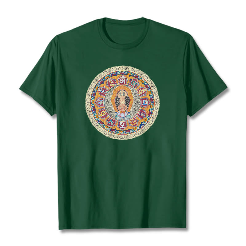 Buddha Stones Dorje Vajra Mandala Budda Bawełniana koszulka T-shirt - ForestGreen - 2XL - image 6