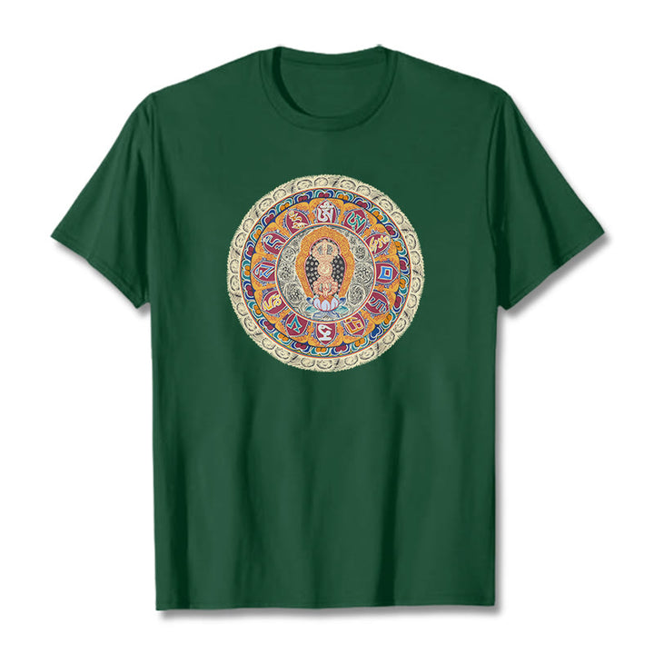 Buddha Stones Dorje Vajra Mandala Budda Bawełniana koszulka T-shirt - ForestGreen - 2XL - image 6