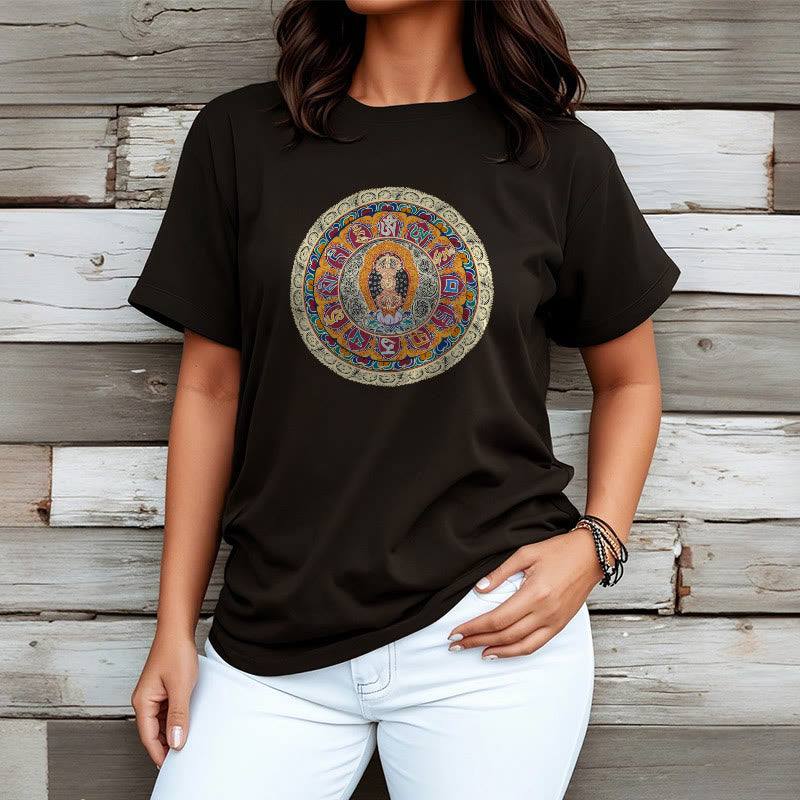 Buddha Stones Dorje Vajra Mandala Budda Bawełniana koszulka T-shirt - image 3