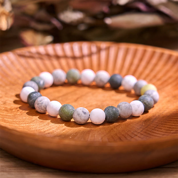 Bransoletka uspokajająca z kamieniem Buddy, różnymi kryształami, malachitem, lazurytem, ​​lapis lazuli i hemimorfitem - Zielony kalcyt (obwód nadgarstka: 14-16 cm) - image 45