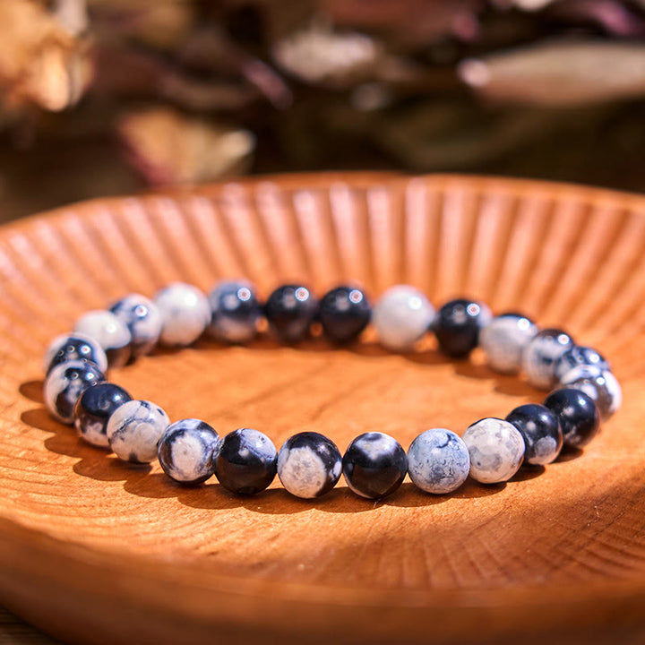 Bransoletka uspokajająca z kamieniem Buddy, różnymi kryształami, malachitem, lazurytem, ​​lapis lazuli i hemimorfitem - Agat Orca (obwód nadgarstka: 14-16 cm) - image 57