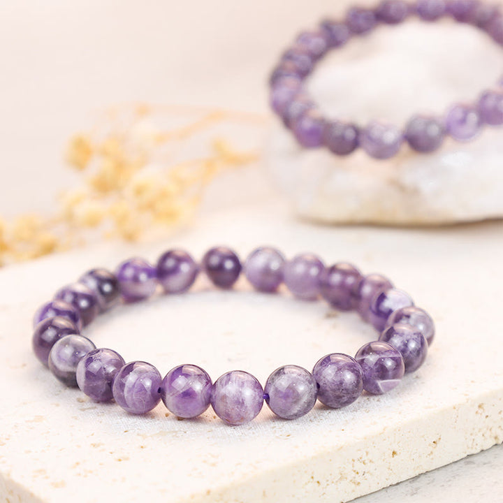Bransoletka uspokajająca z kamieniem Buddy, różnymi kryształami, malachitem, lazurytem, ​​lapis lazuli i hemimorfitem - Ametyst (obwód nadgarstka: 14-16 cm) - image 107