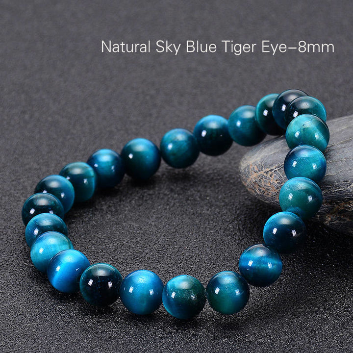 Bransoletka uspokajająca z kamieniem Buddy, różnymi kryształami, malachitem, lazurytem, ​​lapis lazuli i hemimorfitem - Niebieskie tygrysie oko (obwód nadgarstka: 14-16 cm) - image 128