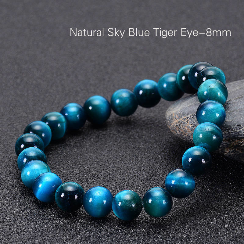 Bransoletka uspokajająca z kamieniem Buddy, różnymi kryształami, malachitem, lazurytem, ​​lapis lazuli i hemimorfitem - Niebieskie tygrysie oko (obwód nadgarstka: 14-16 cm) - image 128