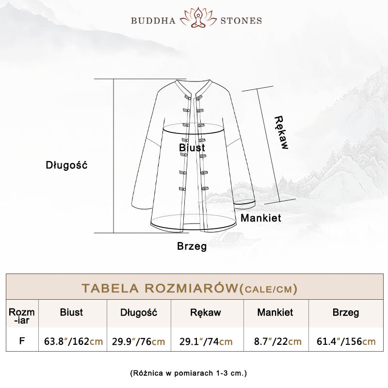 Buddha Stones Tie Dye Żaba-Guzik Długi Rękaw Zen Medytacja Kurtka Otwarta z Przodu - image 5