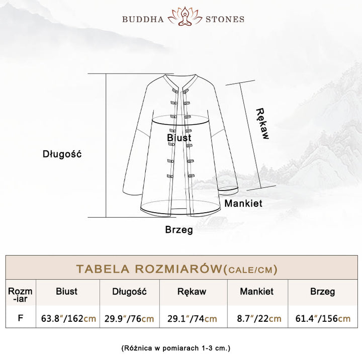Buddha Stones Tie Dye Żaba-Guzik Długi Rękaw Zen Medytacja Kurtka Otwarta z Przodu - image 5